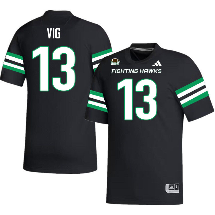 North Dakota Fighting Hawks #13 Kaden Vig College Football Jerseys,Uniforms-Black